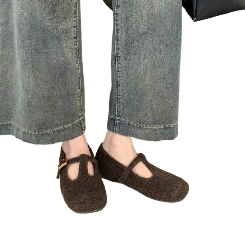 Mode 2024 Designer Femmes Mary Jane Chaussures Plates Mode Marque Imprimé Mocassins Élégants Mocassins à Bout Carré Ballerines en Daim Mujer