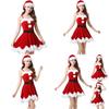 Red Velvet Women Christmas Costume With Soft Touch Santa Claus Dress And Hat