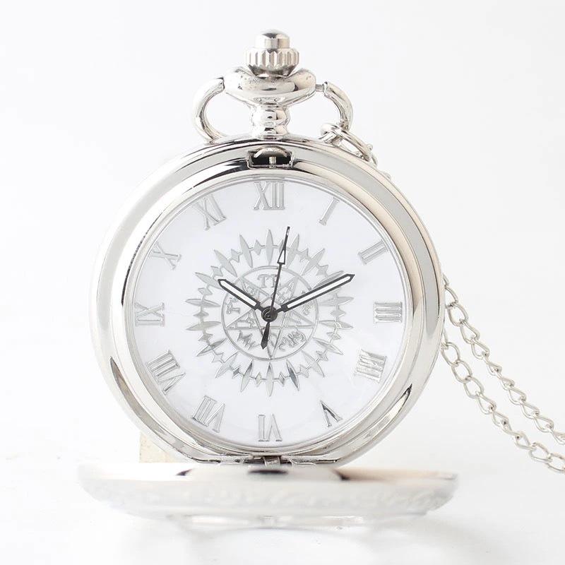 Hollow Petal Necklace Pocket Watch Black Deacon Flip Watch Couple Pendant Quartz Watch