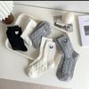 5 Pairs of Female Spring and Autumn Sweet Bow Pure Color Hemp Pattern In The Tube Pile Pile Cotton Socks