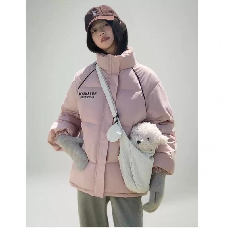 

Korean Style Thickened Women s Down Cotton Jacket, Winter 2025, Plus Size, Loose Fit, Warm Puffer Coat XX-Large розовый