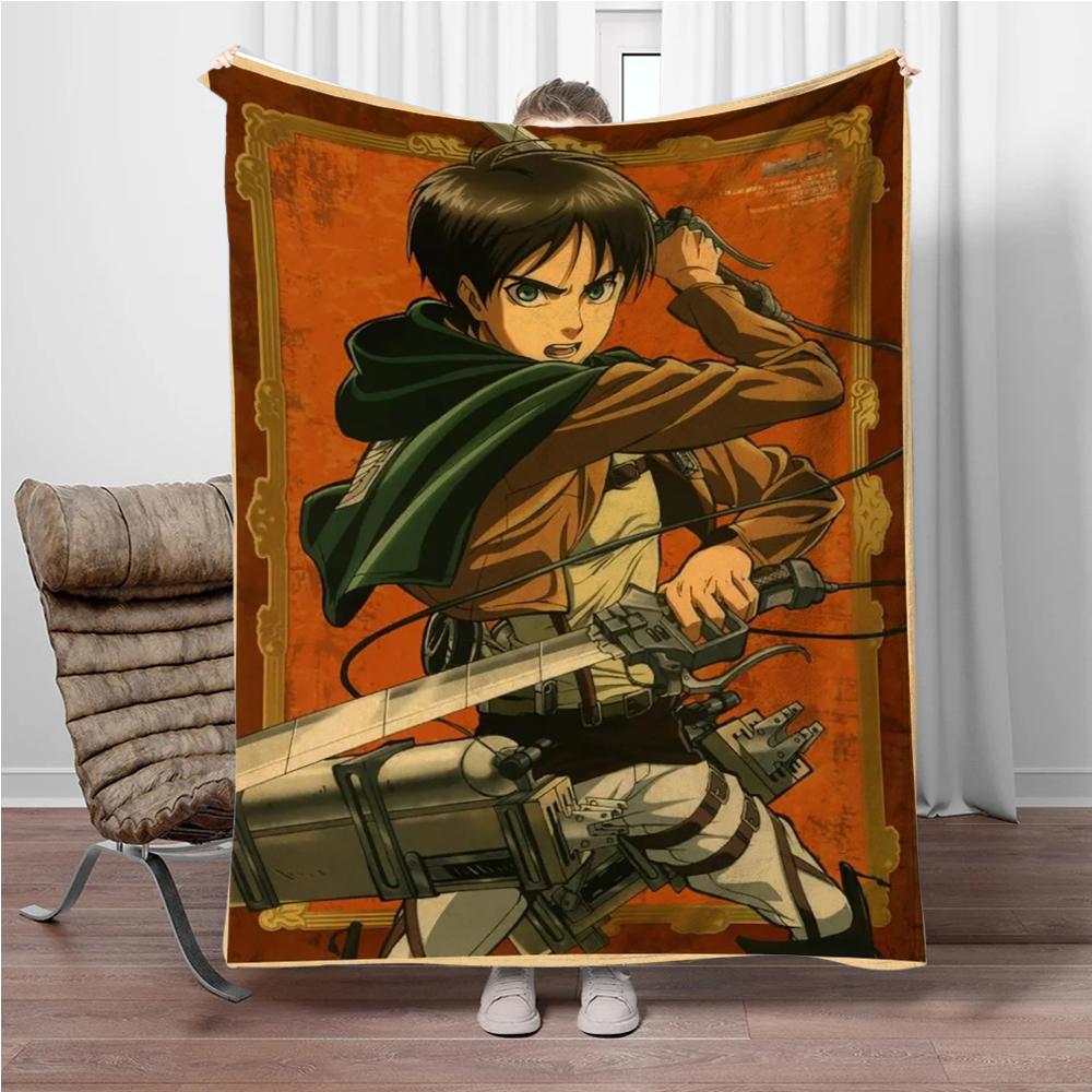 Vintage Japanese Anime Attack-on-Titan Flannel Blanket Soft Warm Throw Nap Blanket For Sofa Office Bed Office Camping Travelling