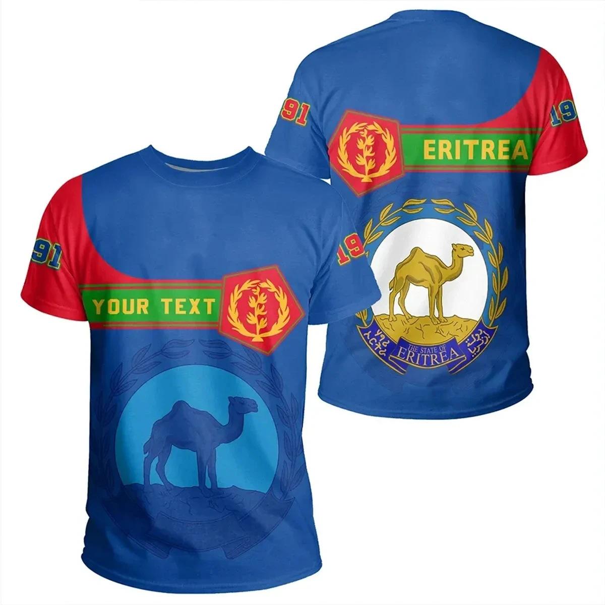 KMY SUPER NO.2 Zomer Ronde Hals 3D Eritrese Vlag Print Top Modieuze Casual Korte Mouw Kinder Jongens T-shirts 170