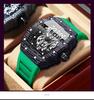 BINBOND Men's Domineering Barrel-Shaped Sports Watch with Curved Hollow Design