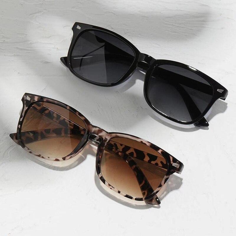 2pcs Vintage Black Square Sunglasses Woman Luxury Brand Small Rectangle Sun Glasses Female Gradient Clear Mirror Oculos De Sol