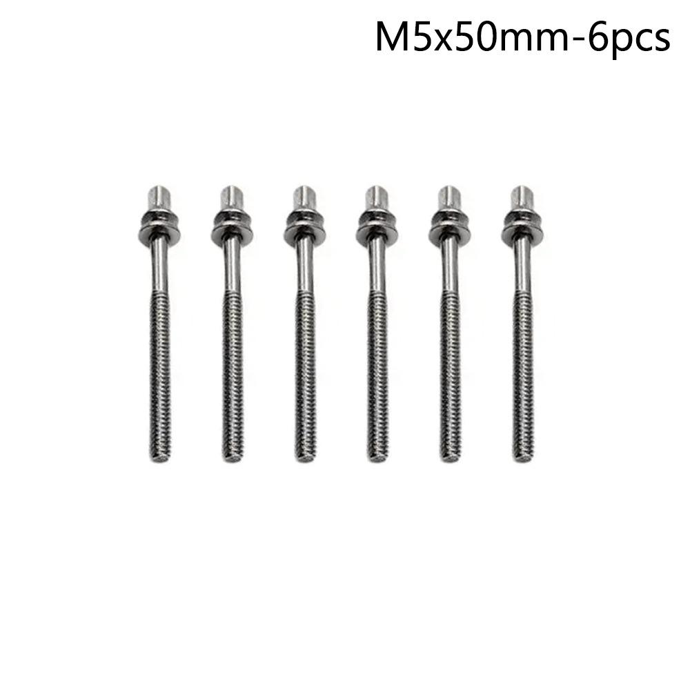 6Pcs with Washers Drum Tension Rods M5 Drum Tight Screw New Drum Lug Bolts for Jazz Drums Repair