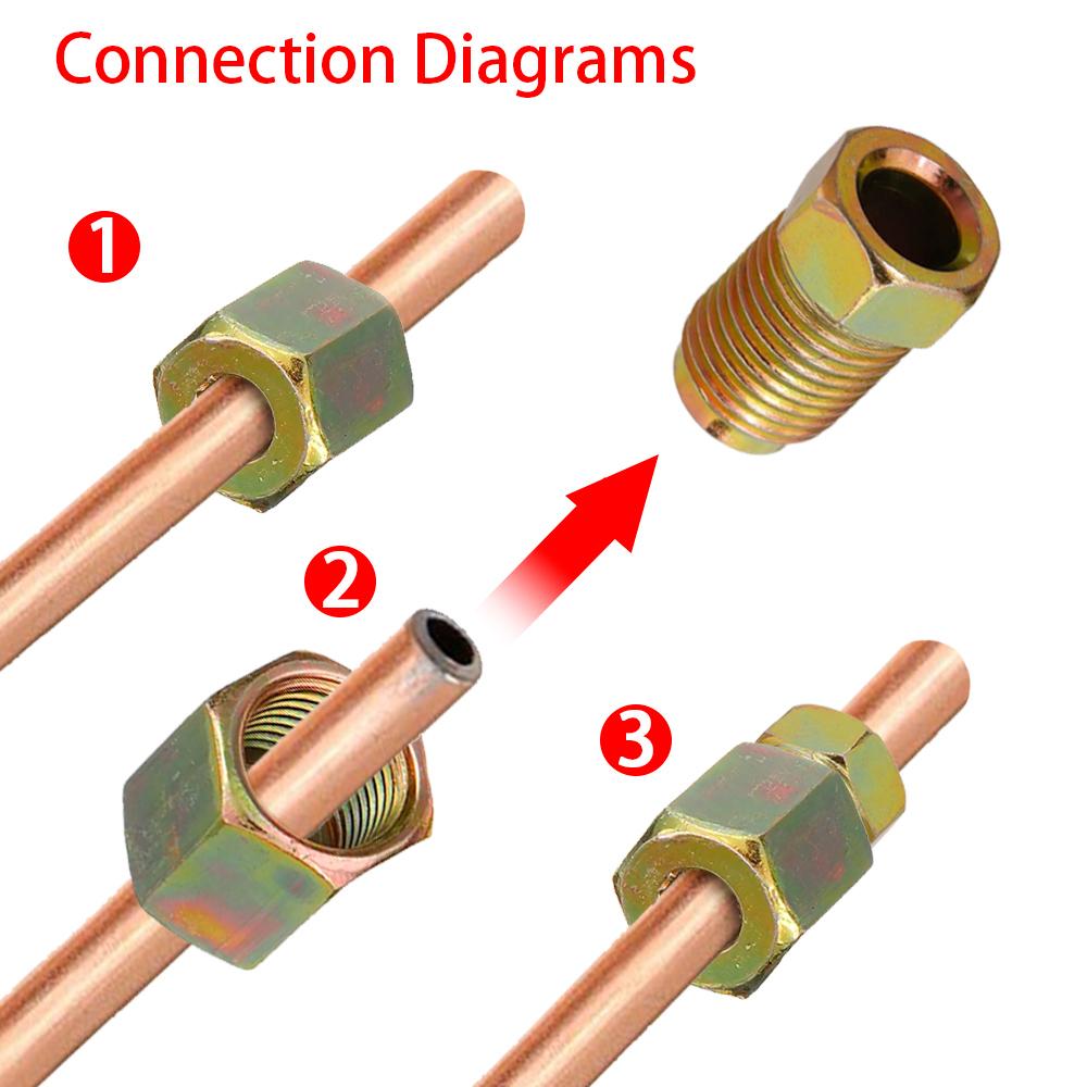 16/20PCS 25ft of 3/16" OD Copper-plated Material Brake Pipe Hose Line Piping Tube Tubing Car Roll Tube Coil With Tube Nuts