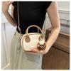 Fashion Stitching Texture Faux Leather Handbag, Trendy Women's Shoulder Crossbody Bag, Small Square Purse with Pendant