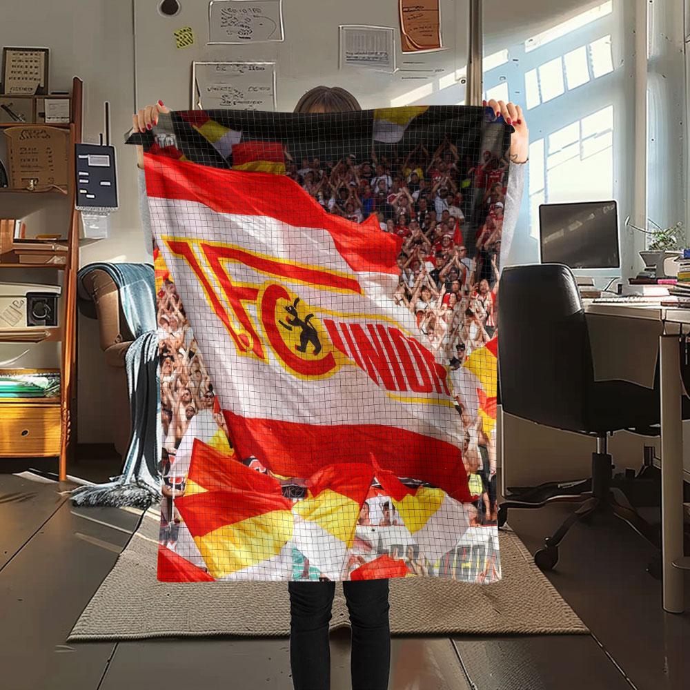 Union Berlin Logo Aufgedruckte Flanelldecke, weicher Überwurf für Schlafzimmer Sofa, waschbar, Fanartikel, tolles Geschenk.