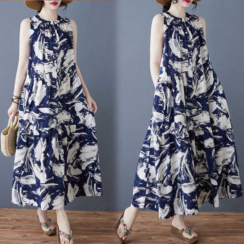 Ladies' Retro Chiffon Loose Mid Length Dress