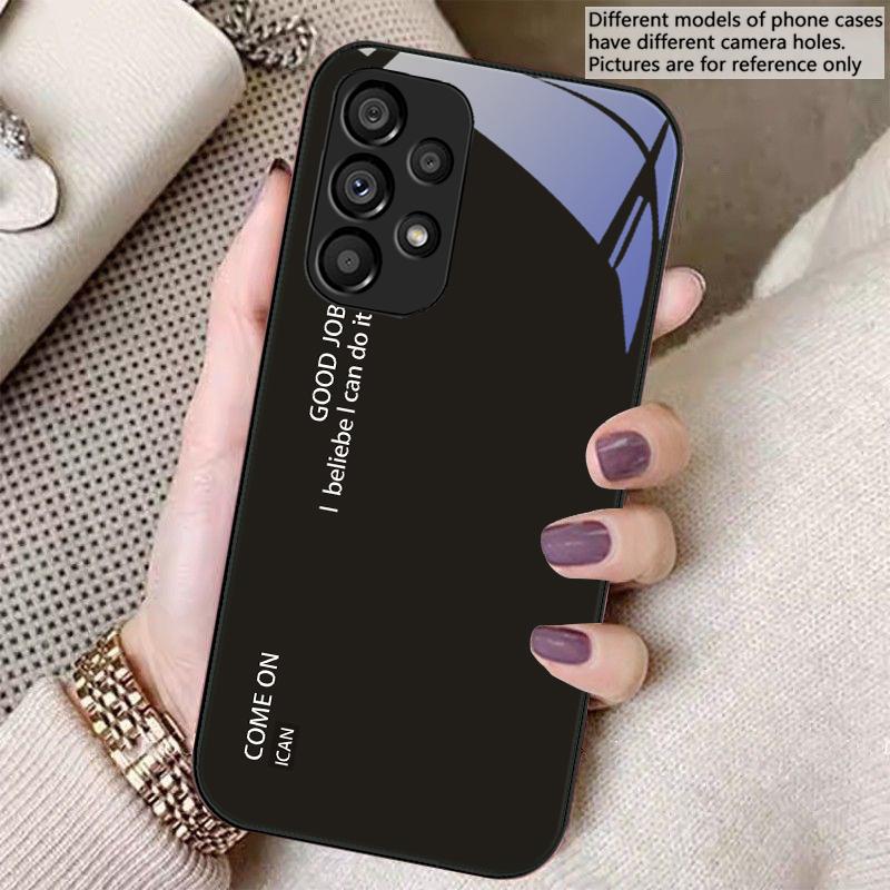 Gradient solid color For Samsung Galaxy S23 U ltra 24 Plus S20 21 FE S25 Ultra A70 A72 73 51 52 53 Tempered Glass Phone Case