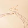 Multi Strand Imitation Pearls Tassels Necklace with Ring Elements Lightweight Alloy Neck Accessory for Various Occasions