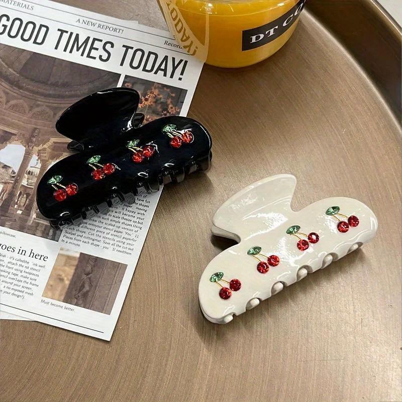 Vintage 8cm Fruit Cherry Crystal Hair Claw for Women Korean Elegant Acetate Claw Clip Popular Hair Catches Hair Accessories