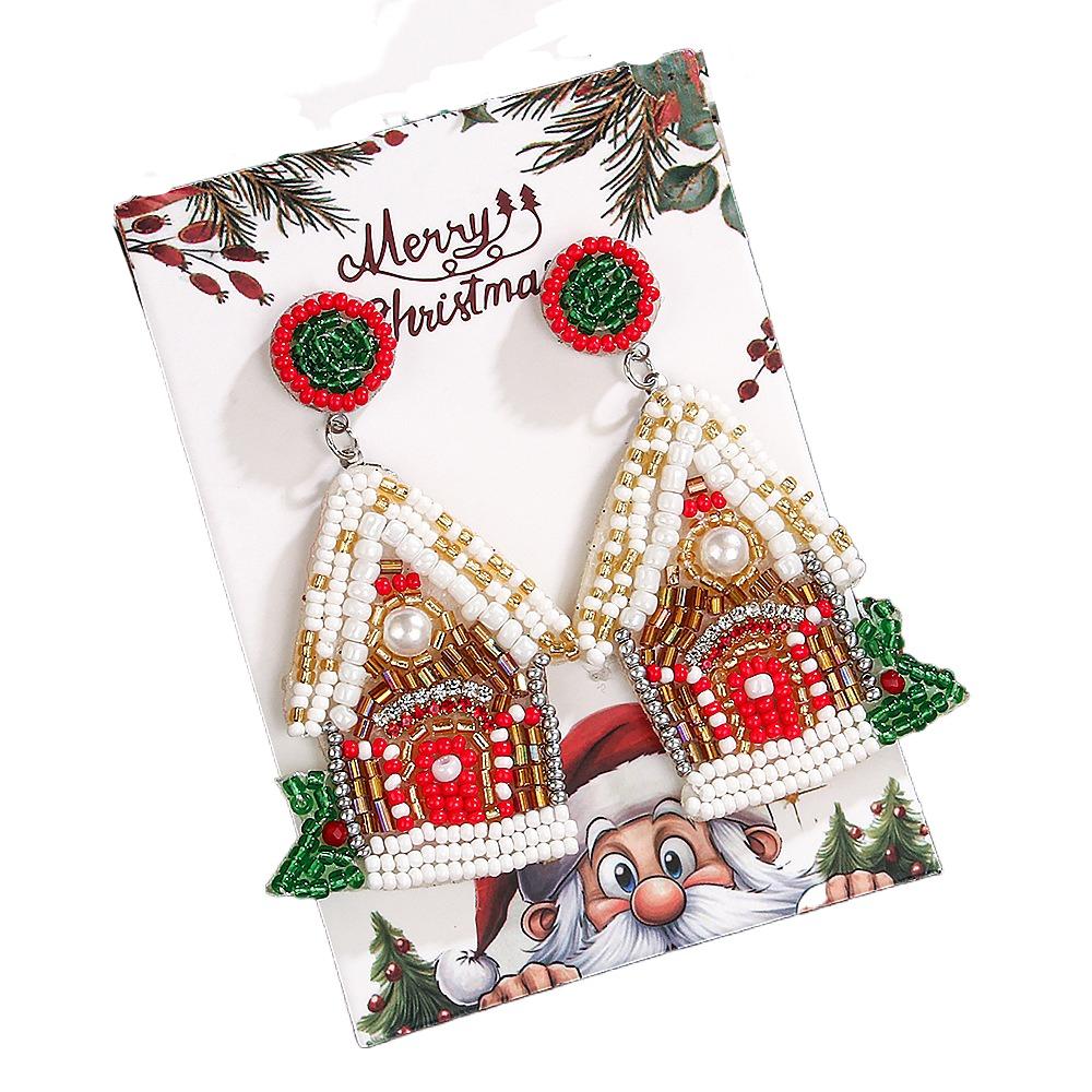 Xmas Handmade Beaded Ear Drop Sweater Boots Ear Stud Vintage Merry Christmas Earrings  New Year