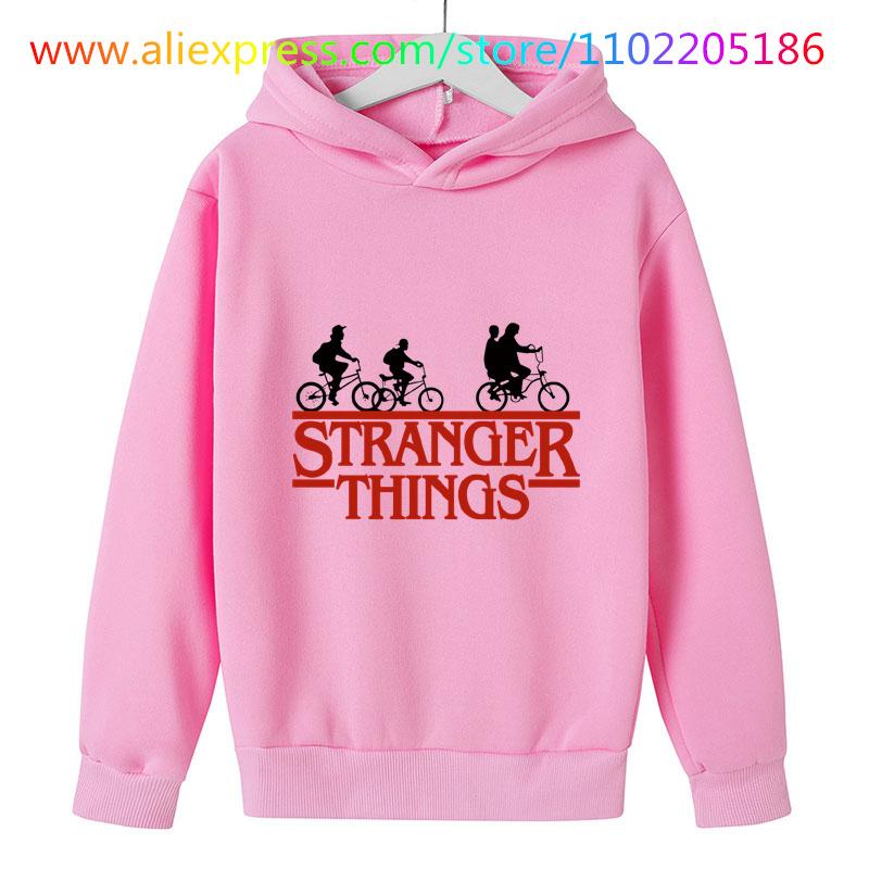 MINISO 2025 kinderkleding Club Sweatshirts 4-14 Jaar Kinderen Baby Meisjes Populair Stranger Things 5 hoodie Bedrukte Hoodies Lange Mouwen Kinder Tops 150