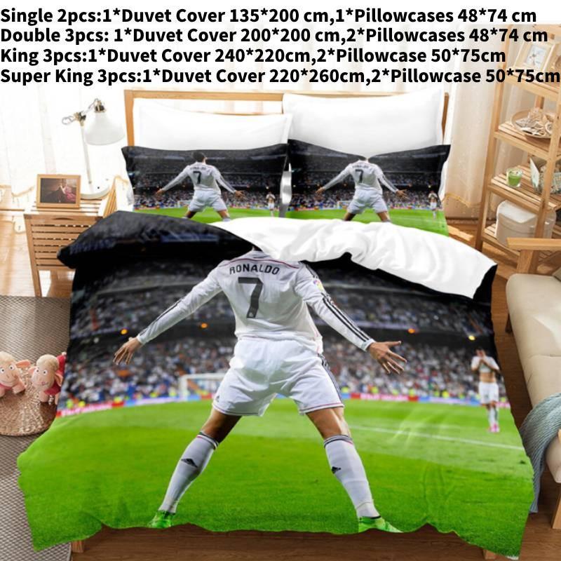 Printing Football Digital Bed Set Single Double King Duvet Pillowcase Cover