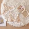 Damen Nahtloses BH-Set Slips Tiefer Bund Leopard Bralette Lingerie-Set V-Ausschnitt Sport-BH Baumwolle Sexy Unterwäsche-Set