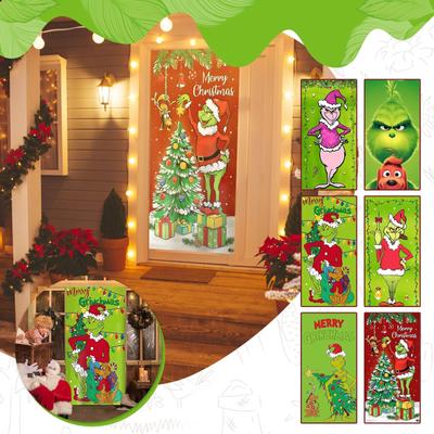Weihnachtstürabdeckung, Weihnachtstürdekoration, Haustürdekor, Feiertags-Weihnachtsparty-Zubehör, 78,7 x 35,4 Zoll