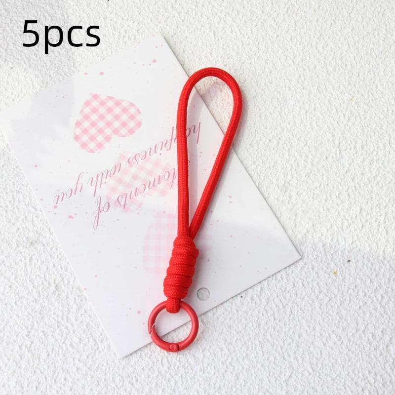 5 pièces/lot Porte-clés tressé coloré Lanière pour téléphone portable Corde à nœud anti-perte Sangle Porte-clés Hommes Femmes Accessoires Porte-clés de voiture