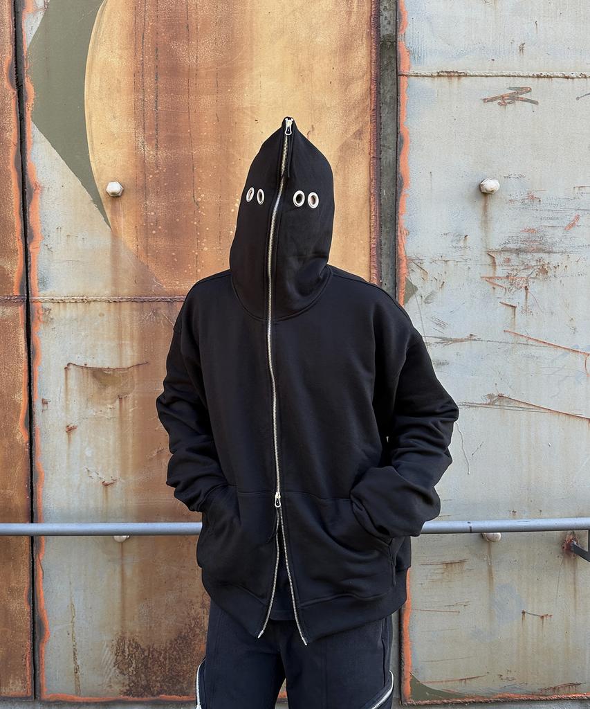Claco Eyelet Face Full Zip Hoodie (Black)