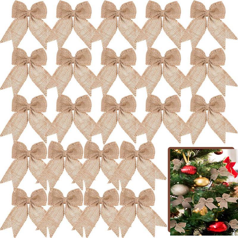 Handmade Burlap Bow for DIY Christmas and Holiday Decoration