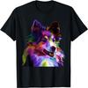 Sheltie Rough Collie Kolorowy Pop-Artowy Portret Koszulka dla Właścicieli Psów