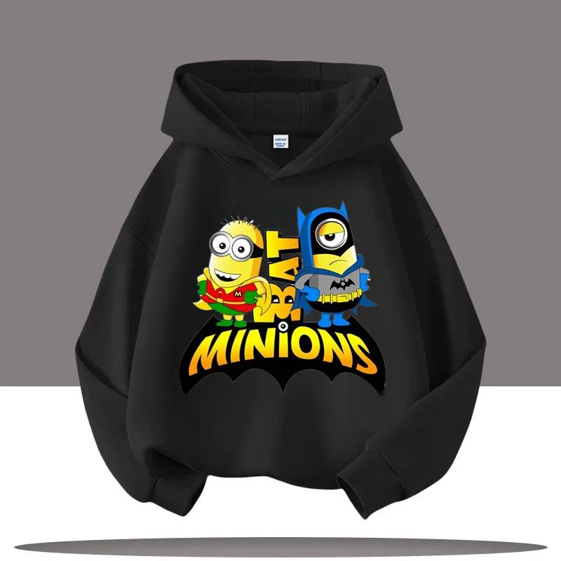 Kids Hoodie The Minions Cartoon Character Walking Print Long Sleeve Sweatshirt Autumn Winter Casual Sport Pullover Tops for Daily Outdoor Activities