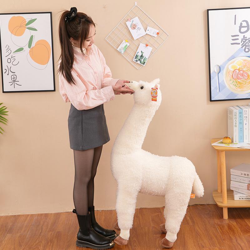 Simulated Alpaca Large Beast Plush Toy Home Decoration Alpaca Sitting On A Bench Children's Sleeping Pillow Gift