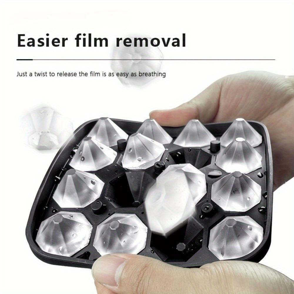 Diamond Ice Cube Tray. 16-cavity hockey mold for whiskey, cocktails & easy release.