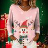 Women's Christmas Print Casual V-Neck Long Sleeve Top