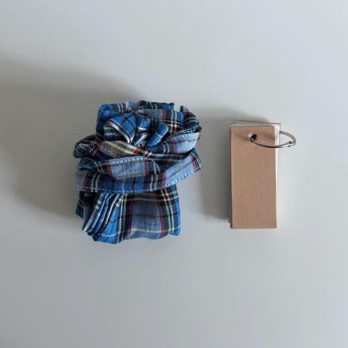 Linen Vintage Blue Check Mini Bag