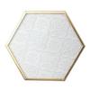 Window Grille Glass Coaster Gold Copper Embossed Pattern Hexagonal Glass Coaster Dining Table Insulation Pad Teacup Mat