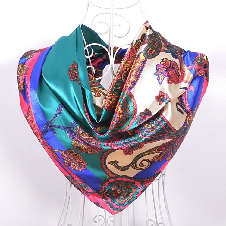 New Style Snakeskin Pattern Square Scarves Wraps Printed  Women Pink Blue Silk Scarf Shawl Unisex Muslim Silk Muffler