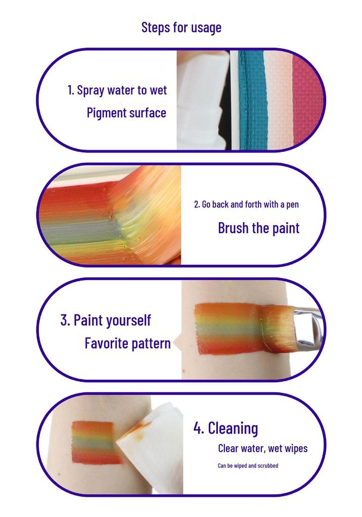 30g Washable Rainbow Stripes Body Paint Cream for Kids - Festival & Stage Makeup