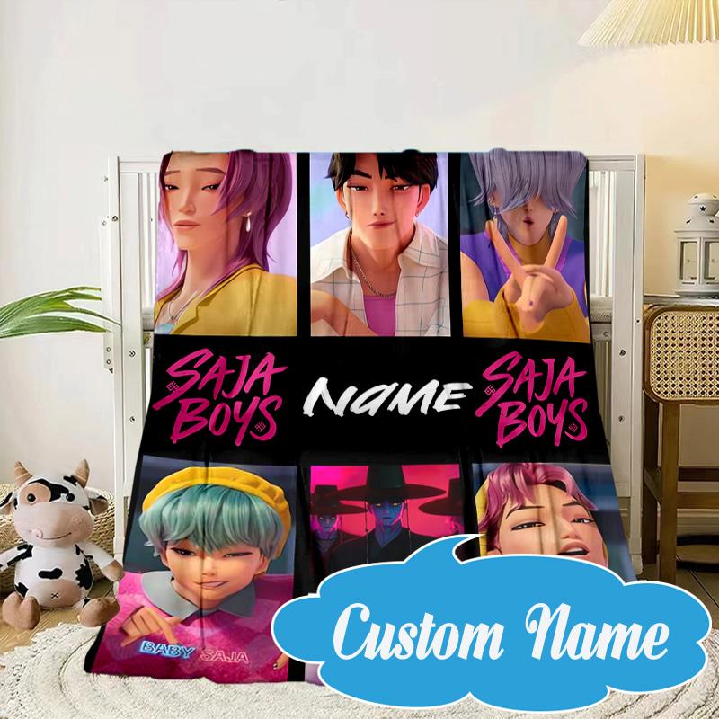 Custom Name Fantasy Night Trio K-Pop Blanket bed sofa Blanket Flannel Blanket for Camping, Hiking, Picnic Essentials,gift for Fan family