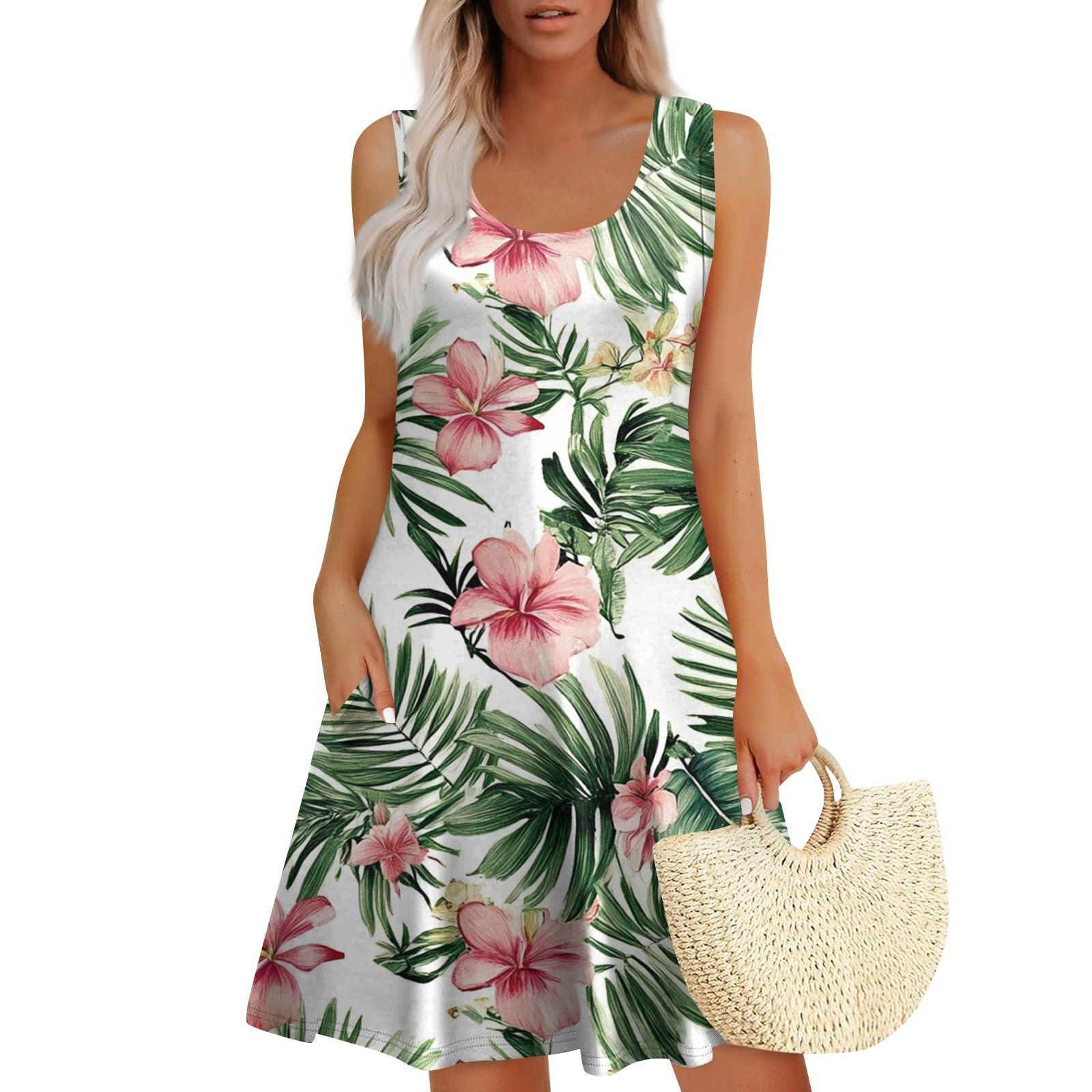 

Женское летнее повседневное платье без рукавов с квадратным вырезом и цветочным принтом, с карманами L армия зеленый