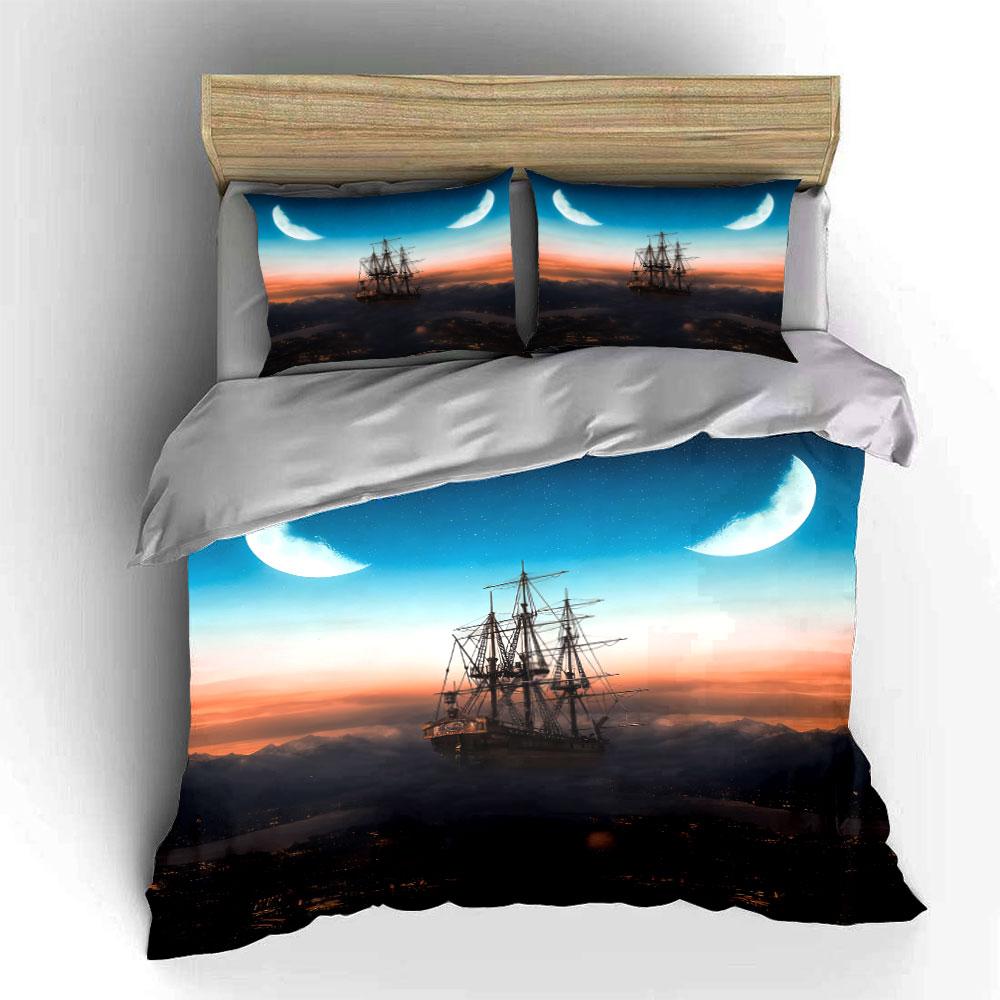 Vintage Ship Art Decor Set Soft Comfortable Duvet Cover Bedding Set Included 1*Duvet Cover & 2*Pillowcases, Gift