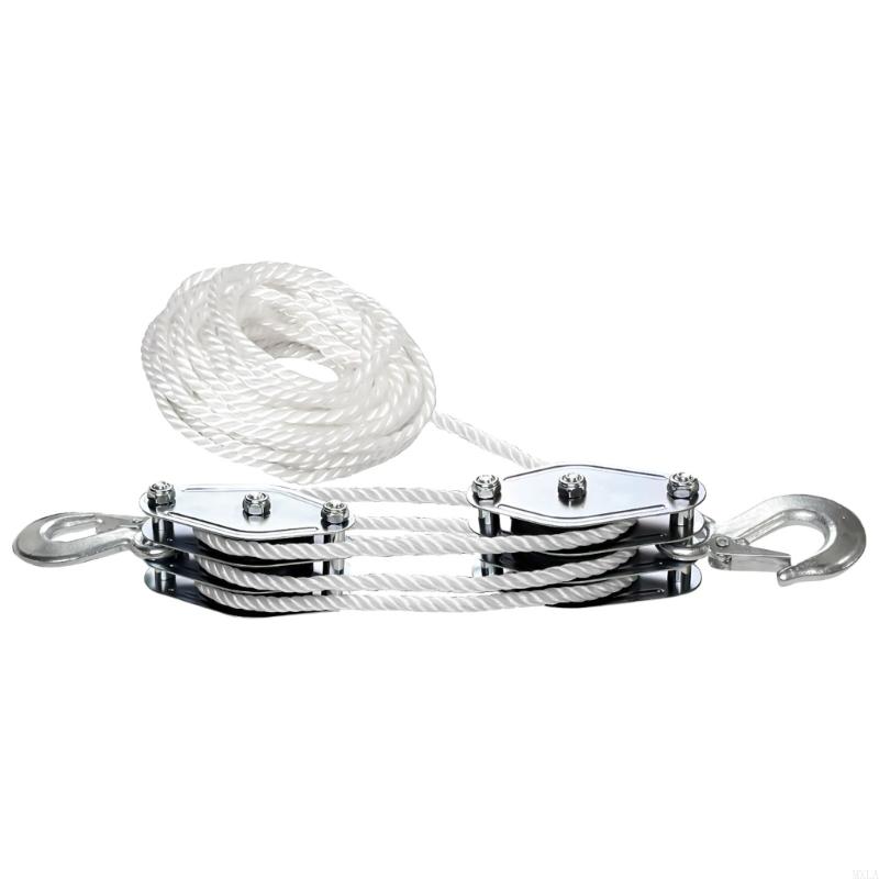 MXLA Ergonomic Block and Tackle Pulley System Rope Pulley Hoist with Lifting Power