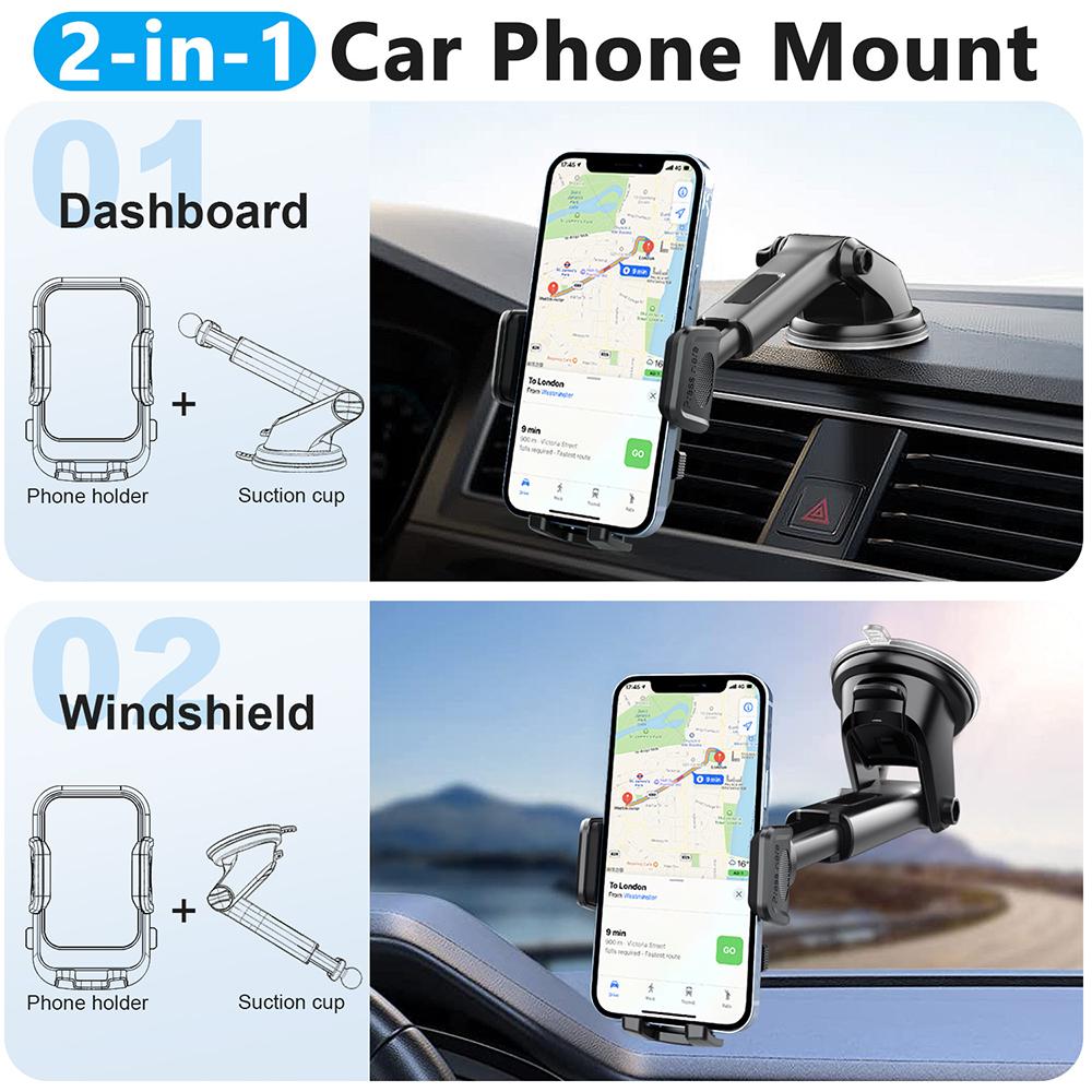 Car Dashboard Mobile Phone Navigation Holder Car Mobile Phone Holder Retractable Suction Cup Suitable For 3-7 Inch Screen Mobile
