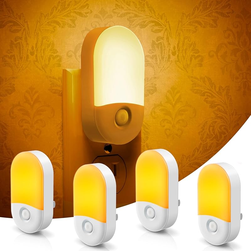 

L LOHAS LED Night Lights Plug into Wall, [4 Pack] LED Night Light with Light Sensors, 30/60LM Nightlights for Kids Room, Soft White 3000K, 0.6W 4 Pack янтарь