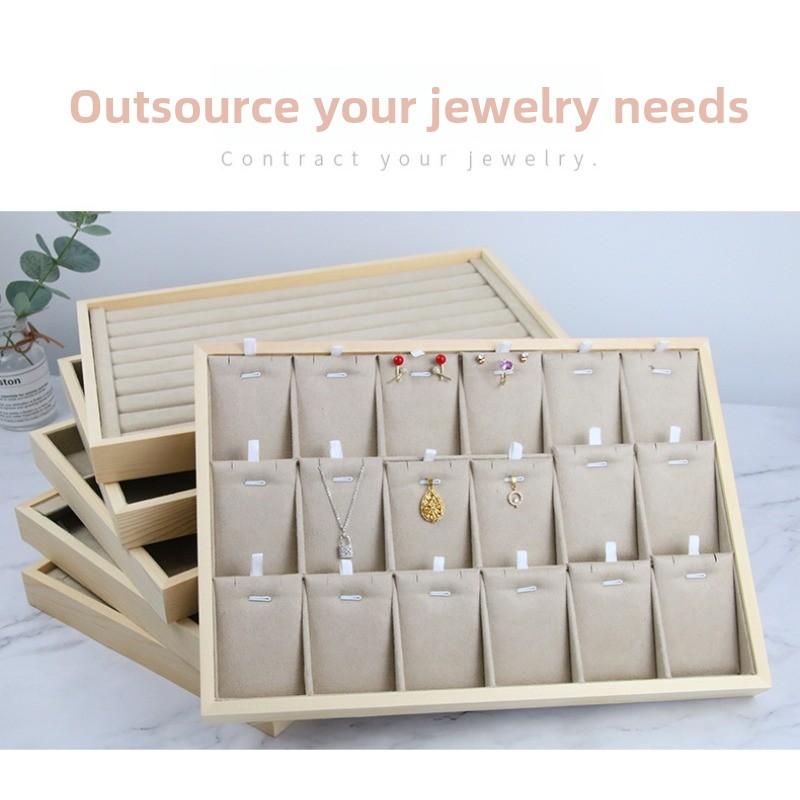 Minimalist natural wood jewelry display tray - stylish ring, necklace, bracelet, watch, and bangle organizer