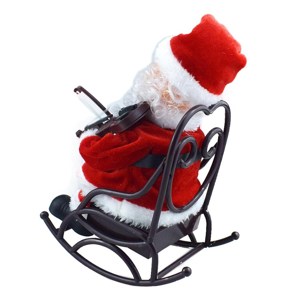 Papá Noel Animado Sentado Decoraciones para el Hogar Tocando el Violín Eléctrico Navidad Papá Noel Para Dormitorio Escaparate Apartamento Exhibición