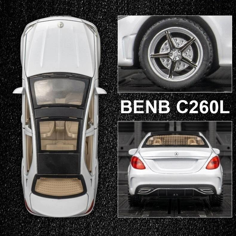 Mercedes Benz C260L Simulation Diecast & Toy Vehicles Sounds & Light Pull Back Car 1:32 Alloy Model Gifts For Children