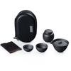 Portable Japanese Black Pottery Tea Set with One Teapot and Two Cups - Ideal for Travel or As a Souvenir Gift