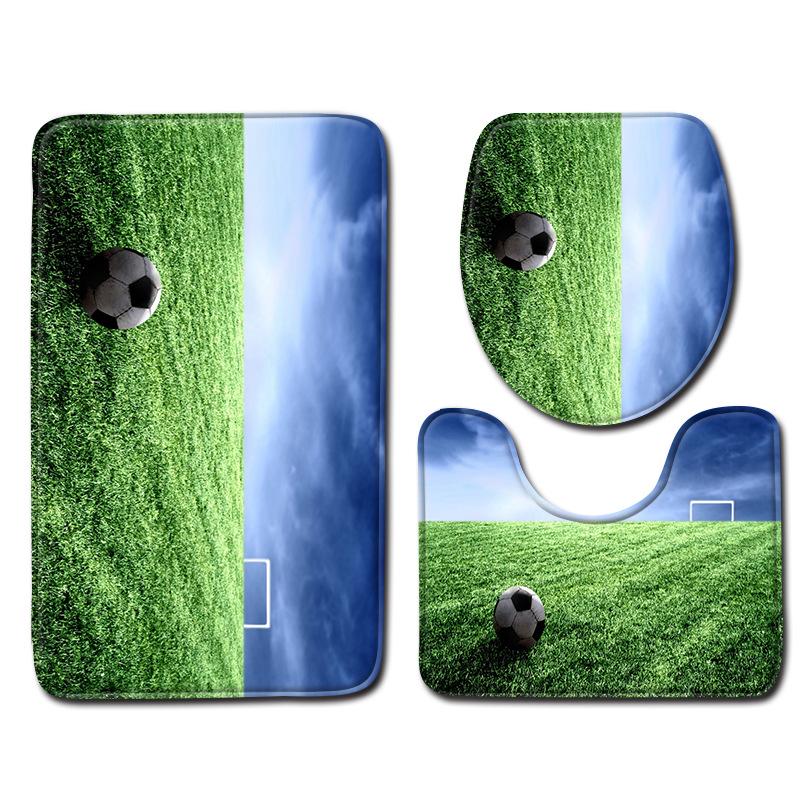 World Cup Football Toilet Three-Piece Floor Mat Bathroom Three-Piece Carpet Doormat