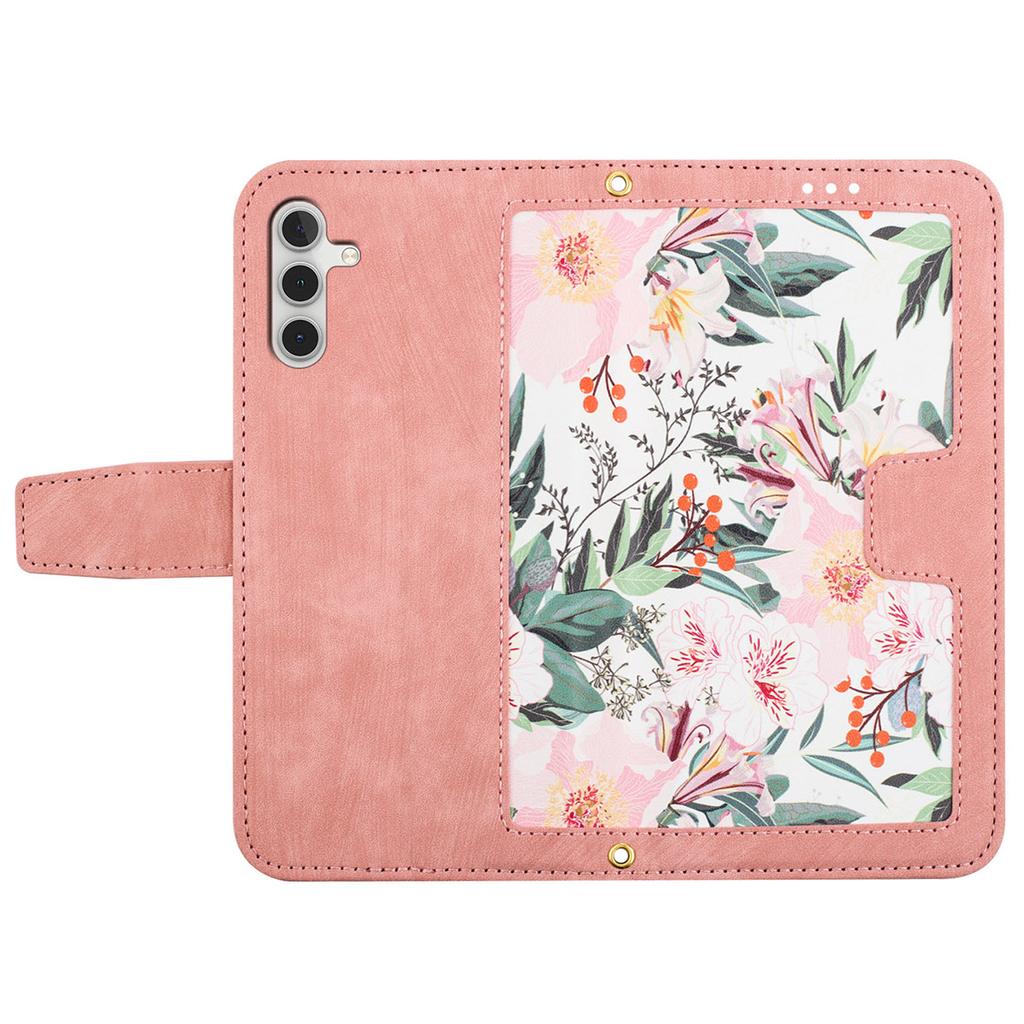 For Samsung Galaxy S24 Case PU Leather Flower Pattern Folio Phone Cover