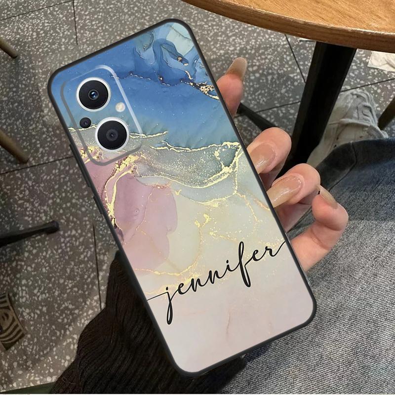Personalisierte Marmor-Initialen-Name Hülle Für OPPO Reno 8T 2Z 4Z 5Z 10 4 5 6 7 8 Lite OPPO Find X2 X3 Neo X6 Pro X5 Lite Hülle