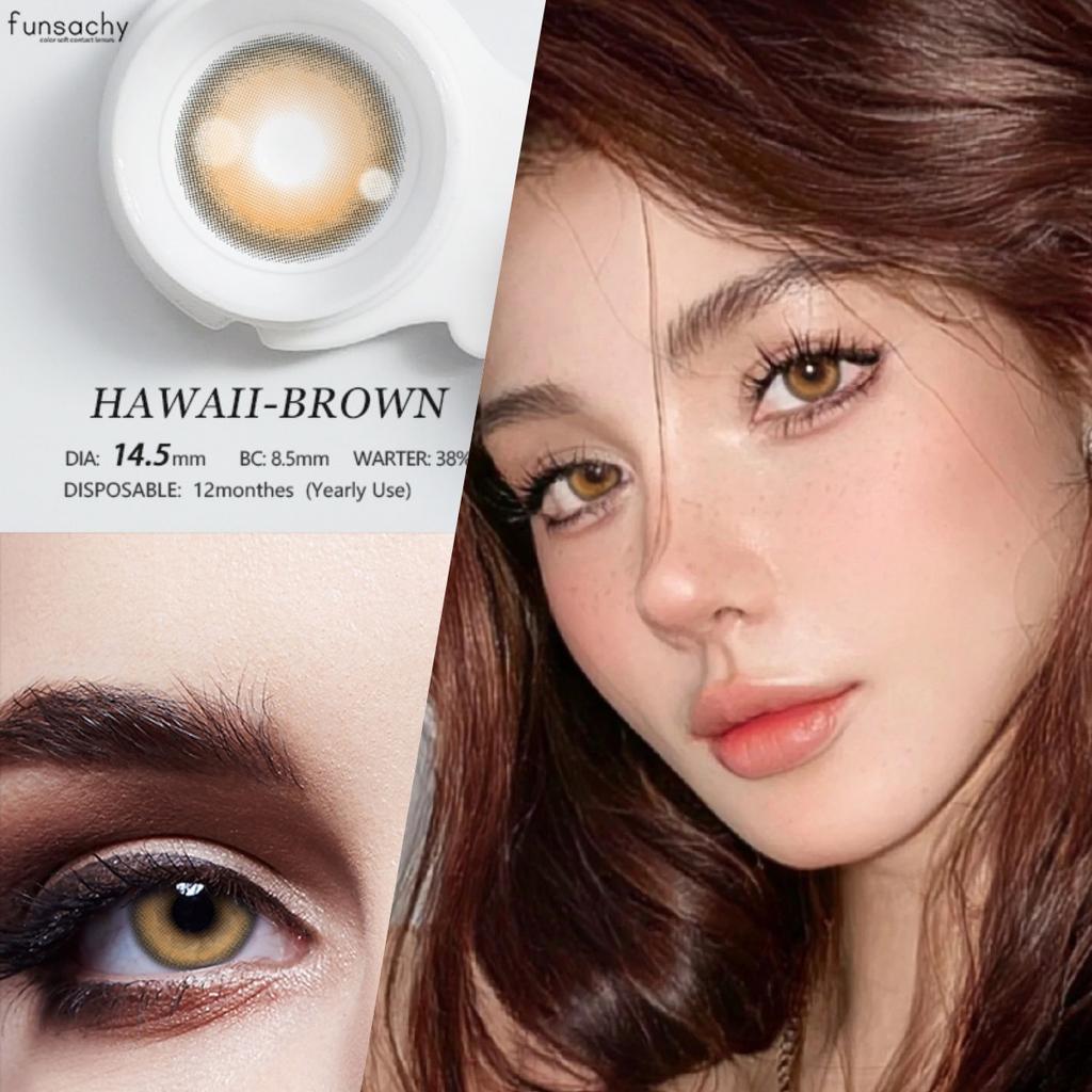Funsachy 2 buc. Lentile de contact cosmetice Lentile frumoase pentru ochi HAWAII Lentile de contact anuale de culoare naturale