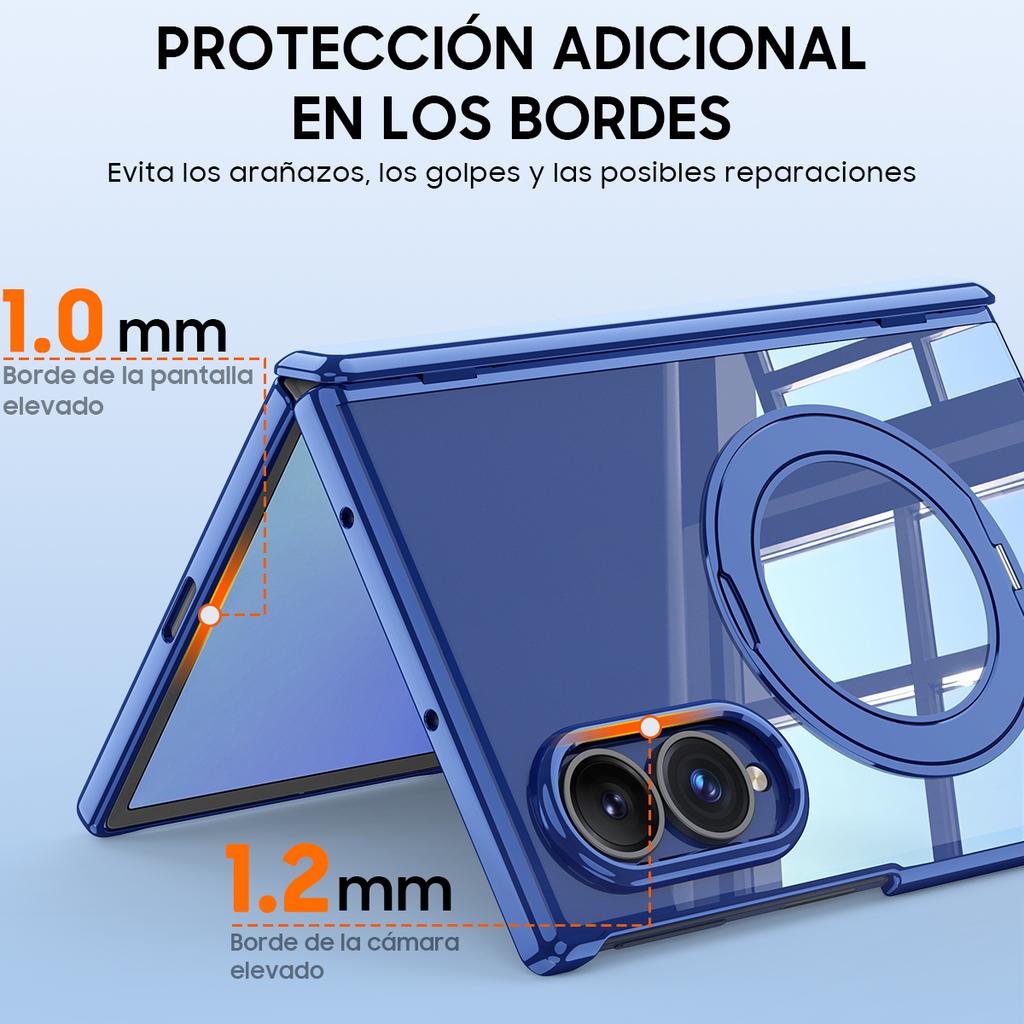 Magnetic Hinge Protection Case with Tempered Glass and PC TPU Frame for Samsung Galaxy Z Fold 8-Blue