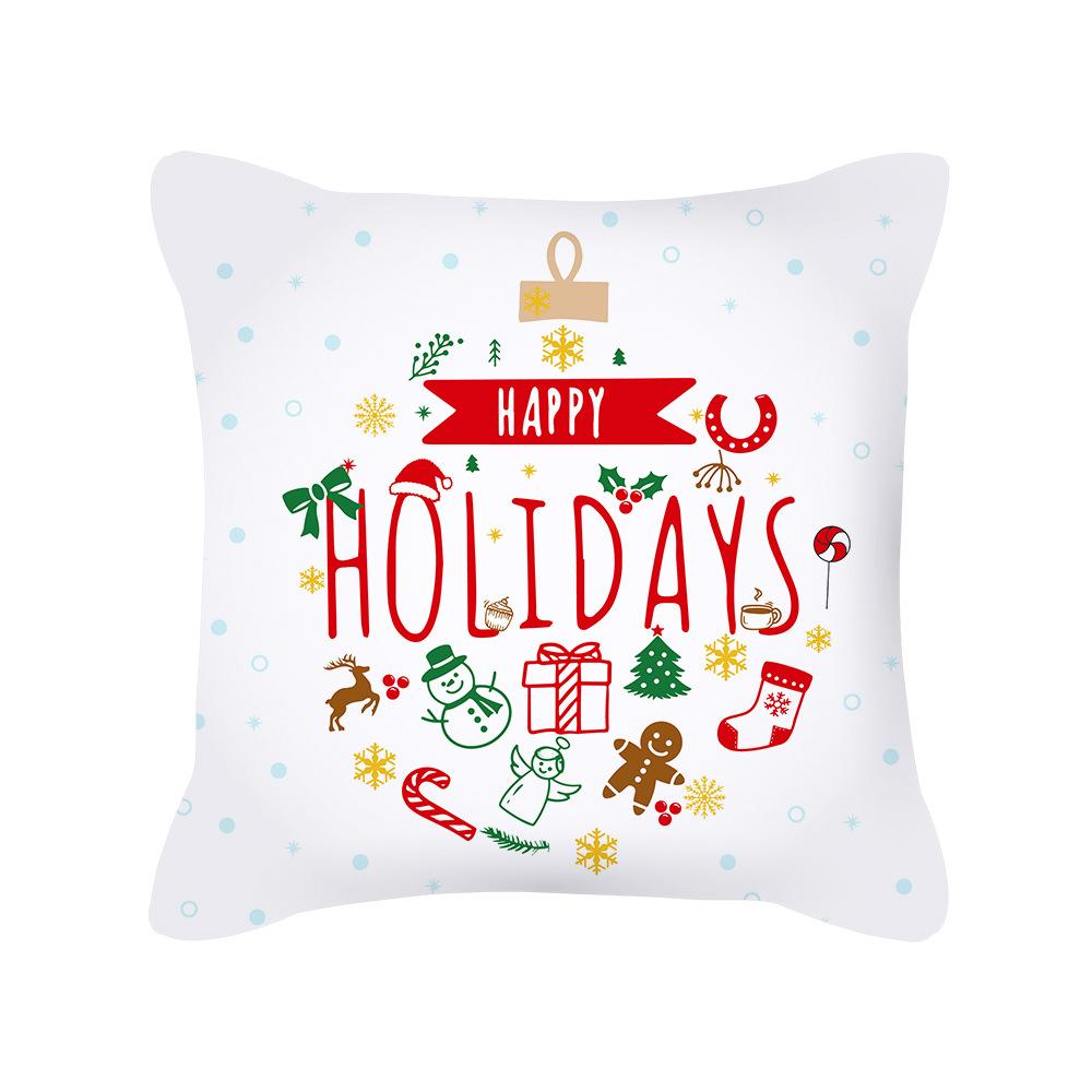 Nordic Style Christmas Pillow Cover Peach Skin Cartoon Santa Claus Office Sofa Cushion Cover Home